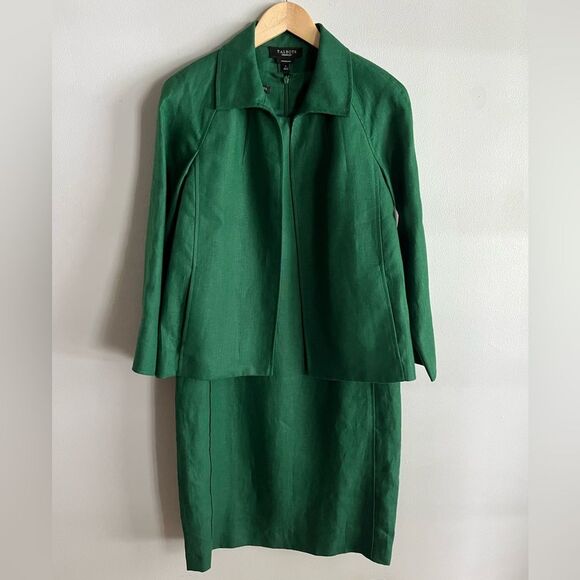 NWT Talbots Irish linen green sheath dress with matching jacket set career chic - Picture 13 of 13